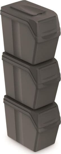 Prosperplast sortibox soptunnor 3x20l grå