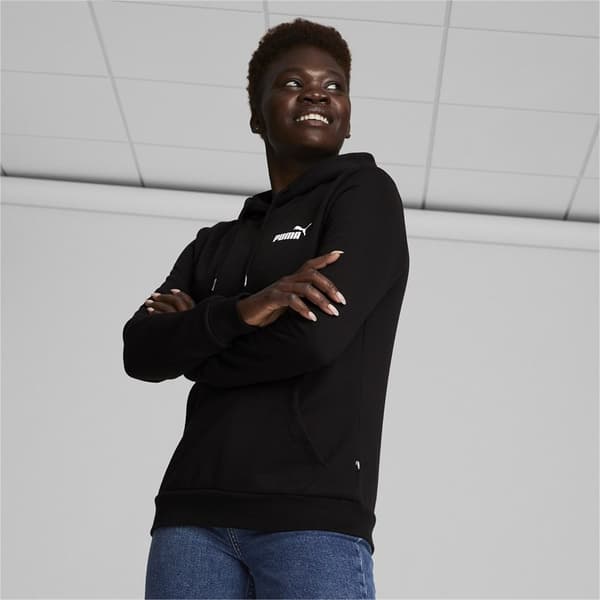 PUMA essential small logo hoodie sort