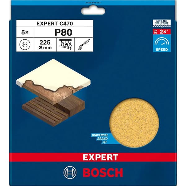 Bosch expert c470 sandpapper 225mm grit80 5-pack