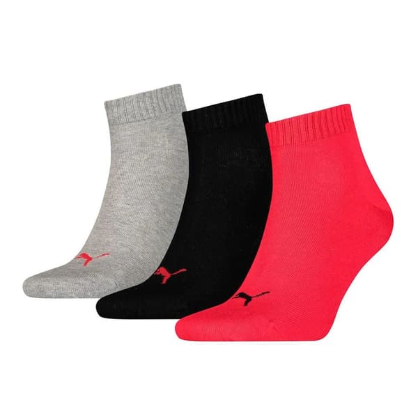 PUMA kvart plain sokker sort/rød/grå
