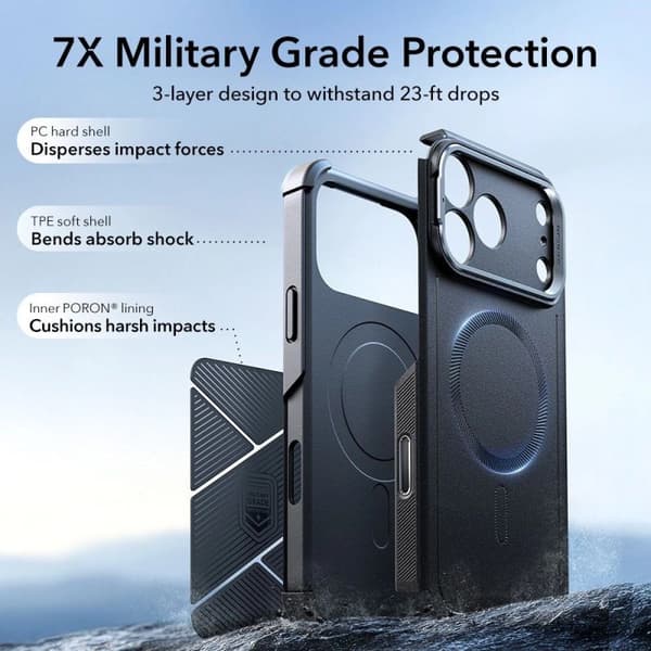ESR Cyber Kickstand MagSafe Cover til iPhone 17 Pro Sort