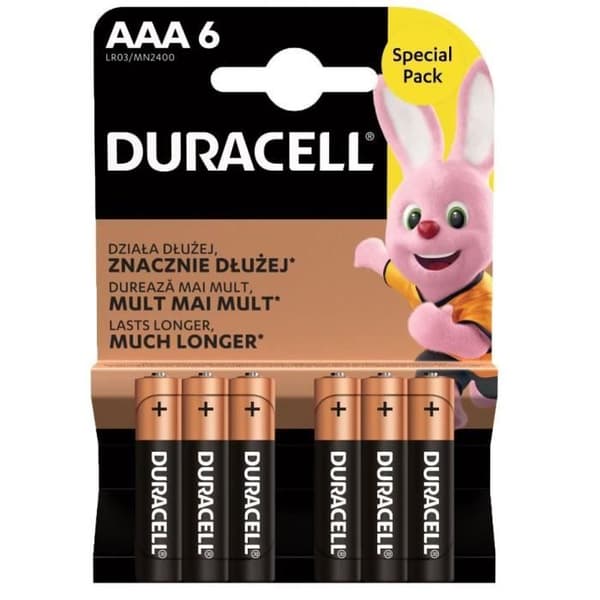 Duracell AAA lr03 mn2400 1.5V alkaliska batterier 6-pack