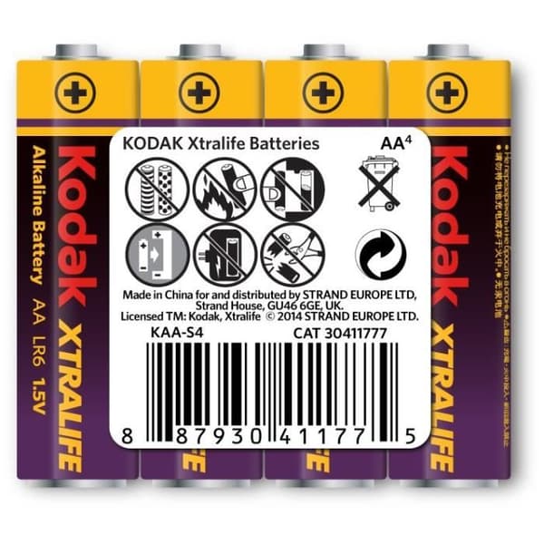 Kodak Xtralife AA alkaliske batterier 4-pak