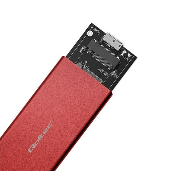 Qoltec 51831 extern chassi M.2 SSD 2TB USB 3.0 röd
