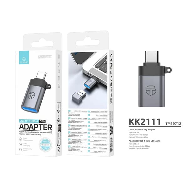 Techancy KK2111 USB-C till USB-A adapter Silver