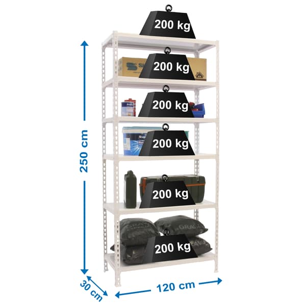 Simonrack Simonclick Megaplus 6 hyllor vit