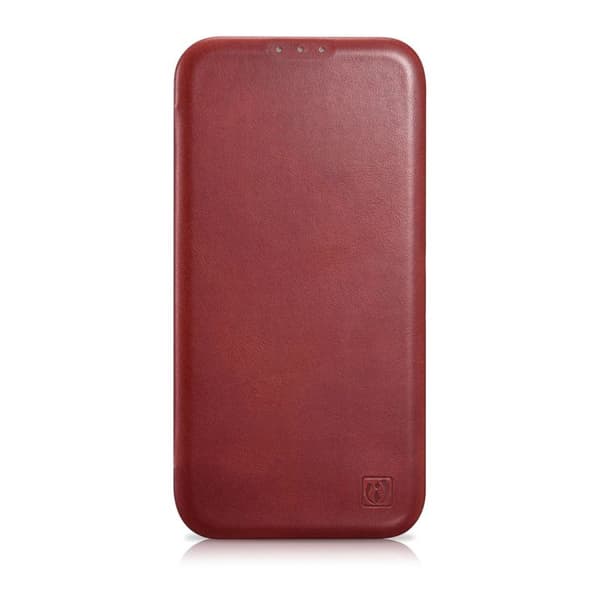 iCarer oil wax premium leather folio case röd
