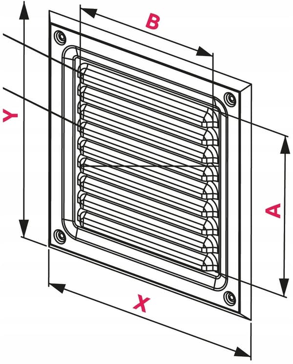 Awenta MTA8 ventilationsgitter 25x25 cm grafit