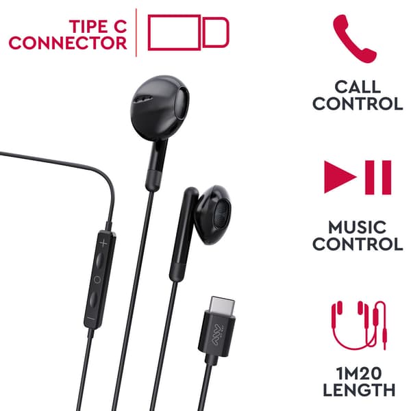 Myway e24 USB-C høretelefoner sort