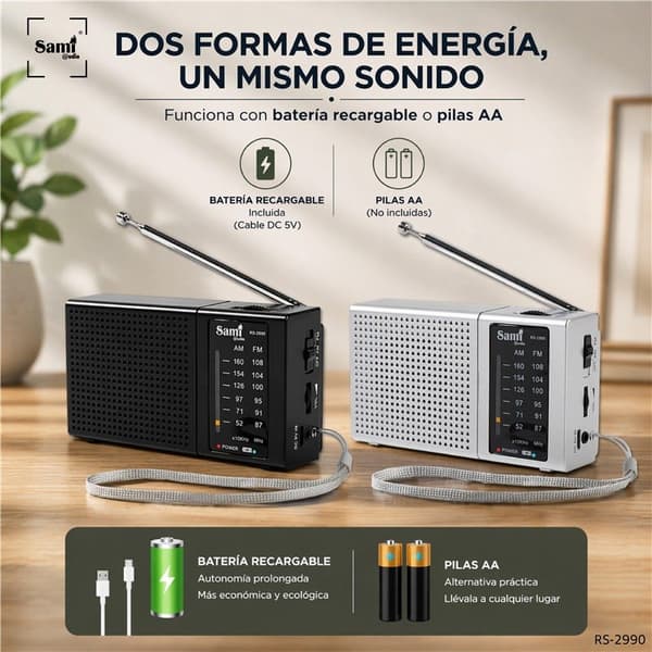 Sami radio medium sølv batteridrevet