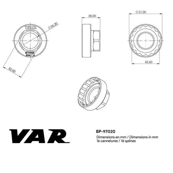 VAR bottom bracket tool Bafang M500/M600/M620 svart