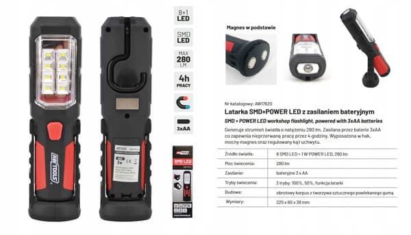 Awtools aw17620 280 lumen LED-taskulamppu
