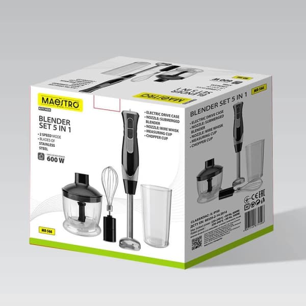 Maestro MR-566 Håndmixer 500W Sort/ rustfrit stål