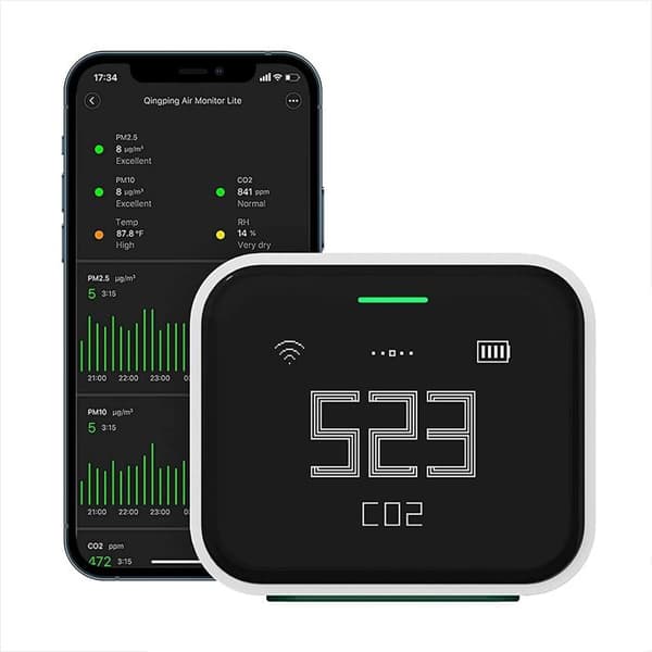 Qingping luftkvalitetsmonitor CO2 PM2.5 PM10 med touchskærm
