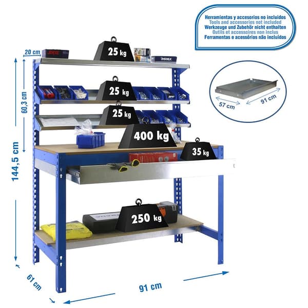 Simonrack bt1 box 900 blå/træ 400 kg