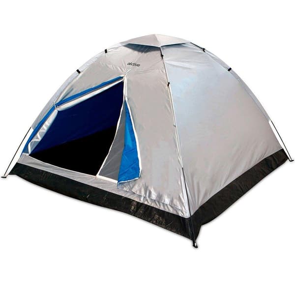 Aktive Camping Tent 4 Pladser sølv og blå