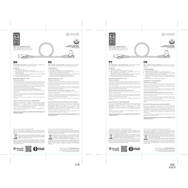 Muvit mc133-r USB-C kabel 3A/60W 1.2m sort