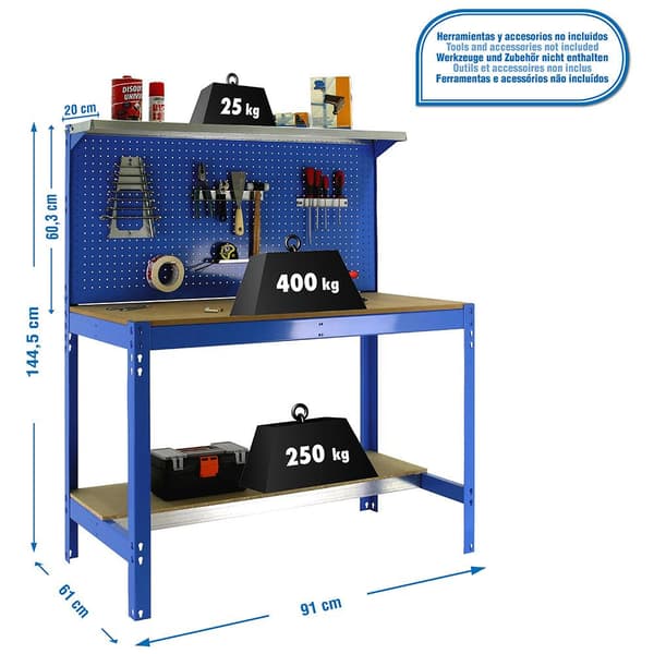 Simonrack bt3 900 arbejdsbænk blå/træ