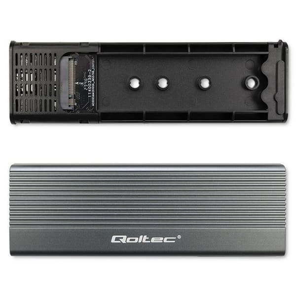 Qoltec 52267 SSD-kotelo M.2 SATA USB-C 2TB Harmaa