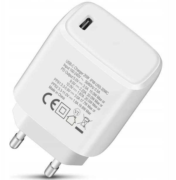 Techly GaN USB-C 20W vit väggladdare