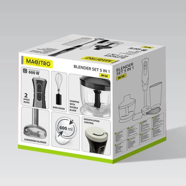Maestro MR-566 Håndmixer 500W Sort/ rustfrit stål