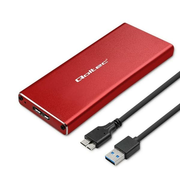 Qoltec 51831 extern chassi M.2 SSD 2TB USB 3.0 röd