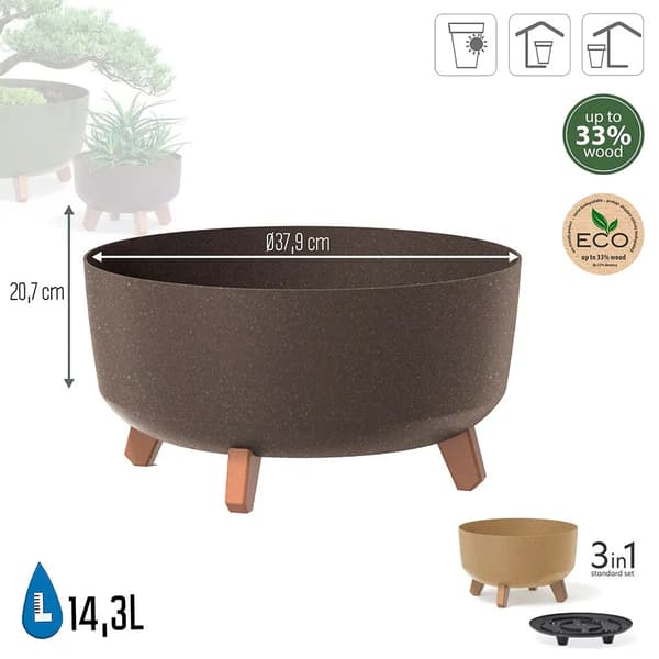 Prosperplast Gracia Low Blomkruka Kaffe 14.3L