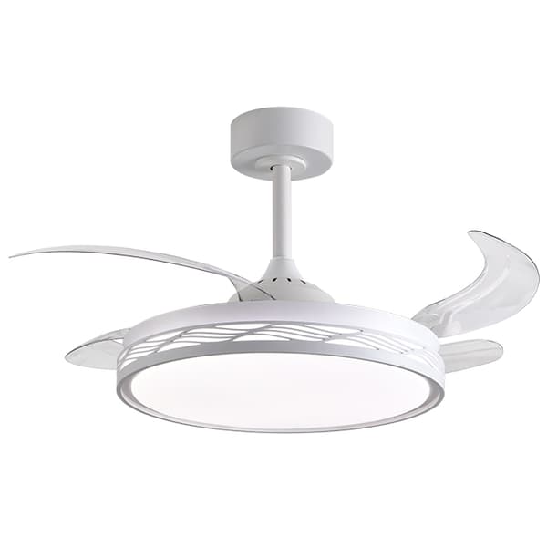 Interlusa Riga loftventilator 72W LED med 4 retraktable blade, Hvid/Sølv