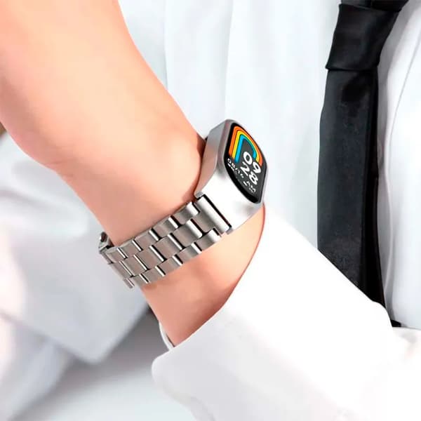 CrocoCase metal link strap sølv