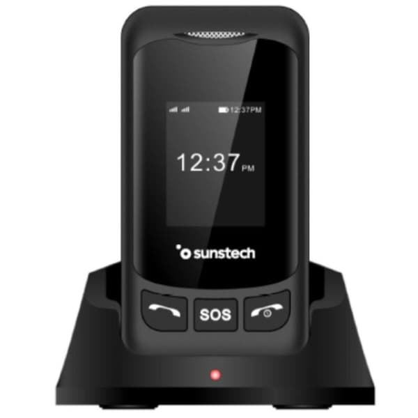 Sunstech celt26 mobiltelefon med dual display og sort farve