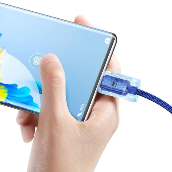 Baseus Crystal Shine USB-A - USB-C-kaapeli 100W 2m Sininen