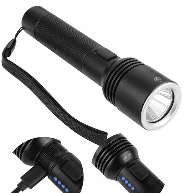 Germina Tactical LED-taskulamppu 1500 Lumen Musta