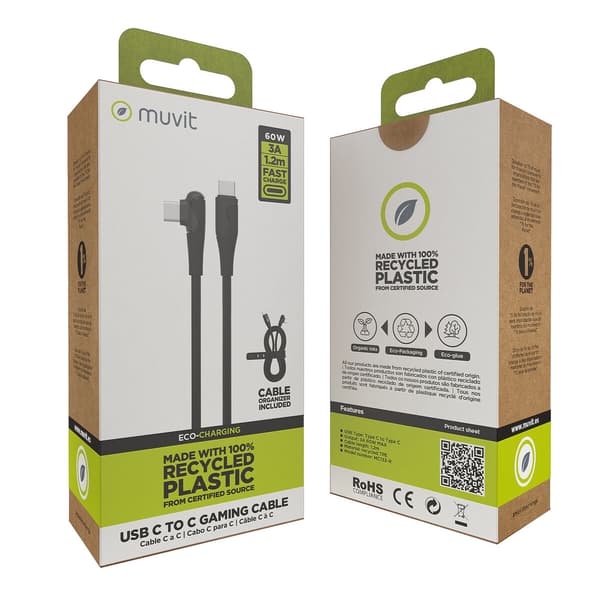 Muvit mc133-r USB-C kabel 3A/60W 1.2m sort