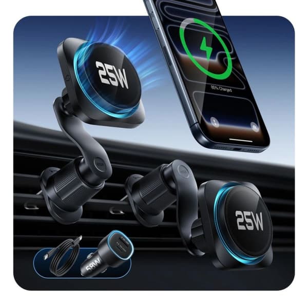 ESR OmniLock Qi2.2 25W sort trådløs bilholder