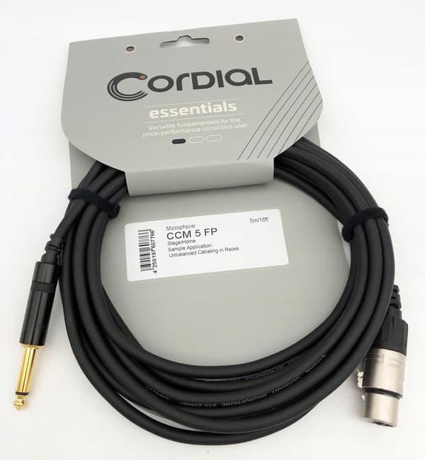 Cordial ccm 5 fp XLR - jack-kaapeli 5m musta