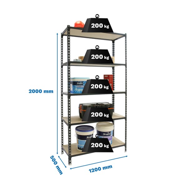 Simonrack Hylde Antracit/Træ 5 Hylder
