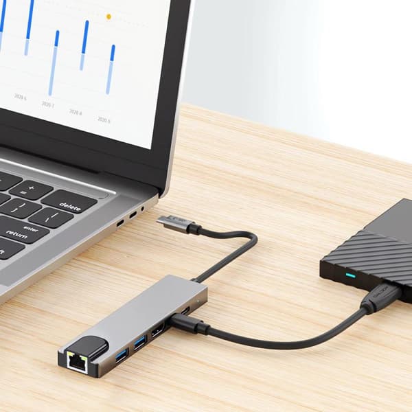 Tech-Protect HB02 HUB 6-i-1 mørkegrå
