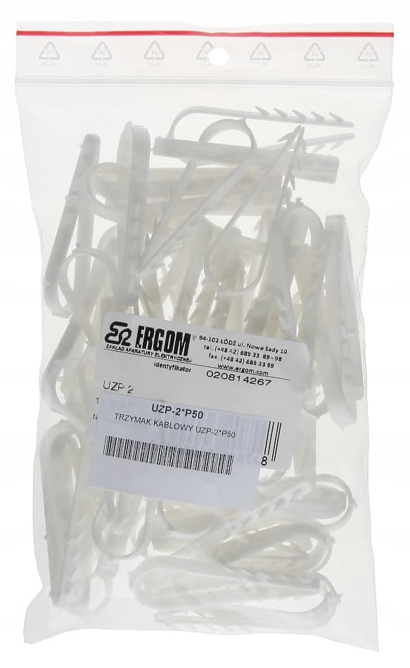 Ergom uzp2 kabelhållare vit 50-pack