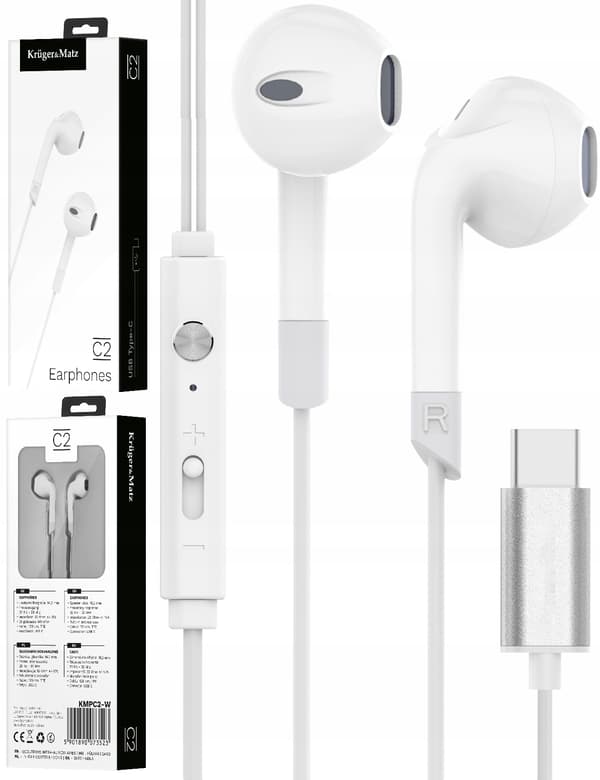 Kruger&Matz C2 in-ear hörlurar USB-C vit