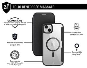Forcecase Vahvistettu folioasu musta iPhone 15:lle
