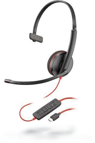 Poly Blackwire C3210 USB C Headset Svart/Röd
