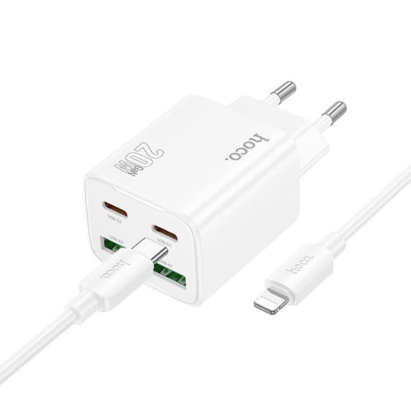 Hoco n55 väggladdare 20W 2x USB-C 2x USB-A