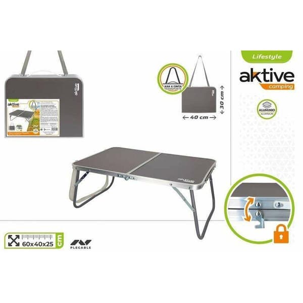 Aktive folding camping table grå 60x40x25 cm