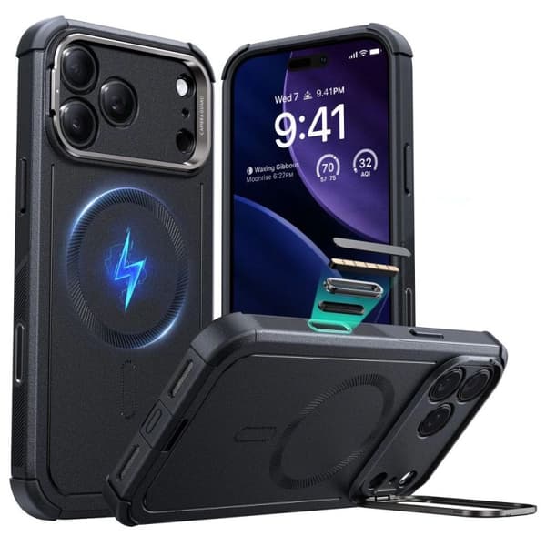 ESR Cyber Kickstand MagSafe Cover til iPhone 17 Pro Sort