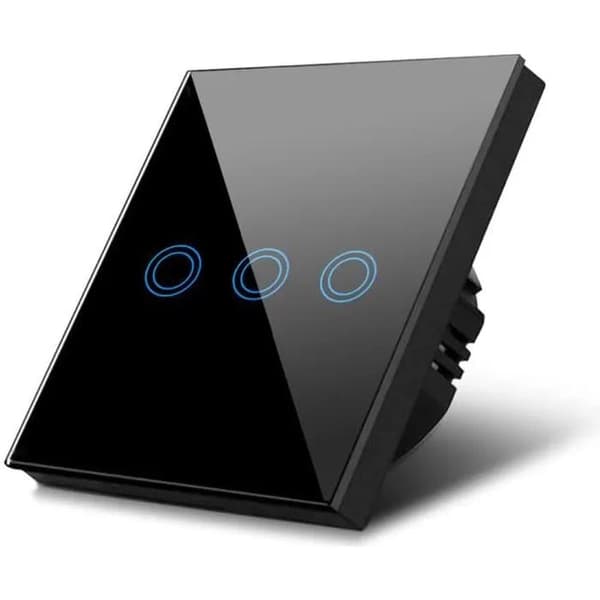 Mac-Lean Interrupteur Tactile Triple 1000W Résistant à l'Eau Noir