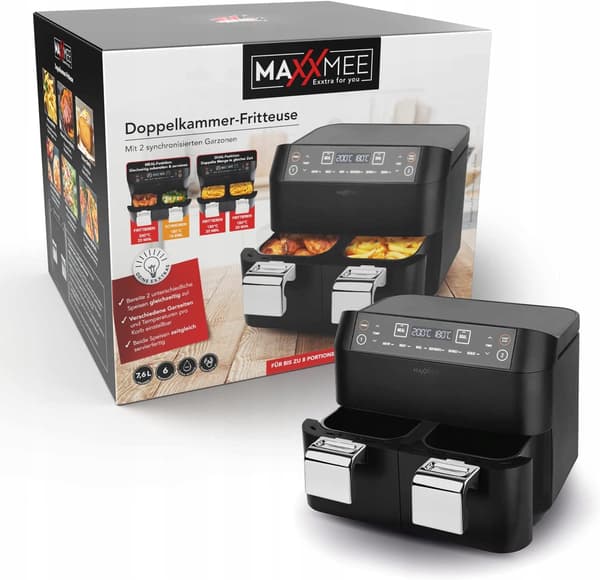 maxxmee luftfritøse XXL 7.60 liter Sølv/Grå