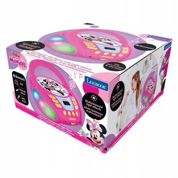Lexibook RCD109MN Bluetooth CD-soitin valotehosteilla, Vaaleanpunainen