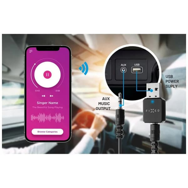 FIXED Signal Bluetooth ljudmottagare svart