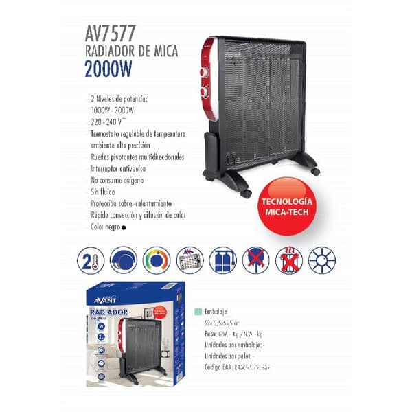 Avant av7577 sähköpatteri 2000W musta