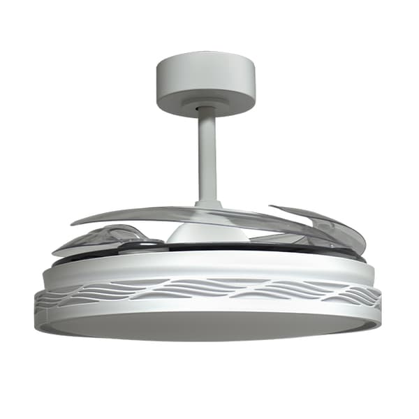 Interlusa Riga loftventilator 72W LED med 4 retraktable blade, Hvid/Sølv